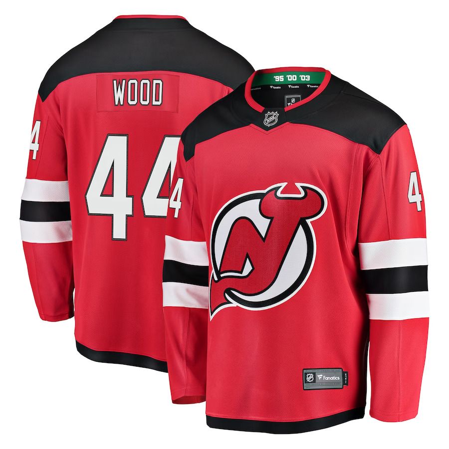 Men New Jersey Devils 44 Miles Wood Fanatics Branded Red Home Breakaway Player NHL Jersey